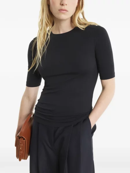 Tricou Maison Kitsune cu decolteu rotund negru
