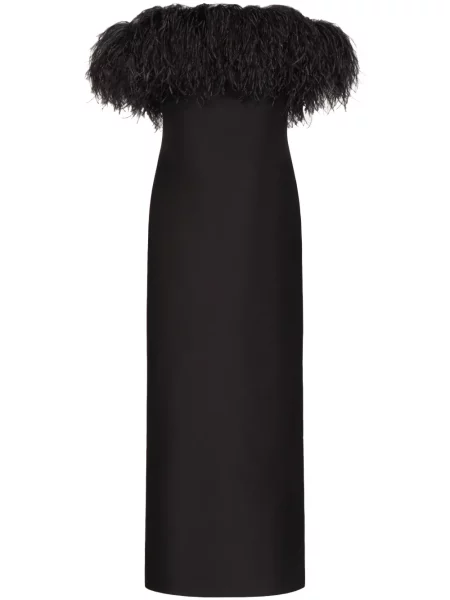 Миди рокля Valentino Garavani бродирана от креп черно