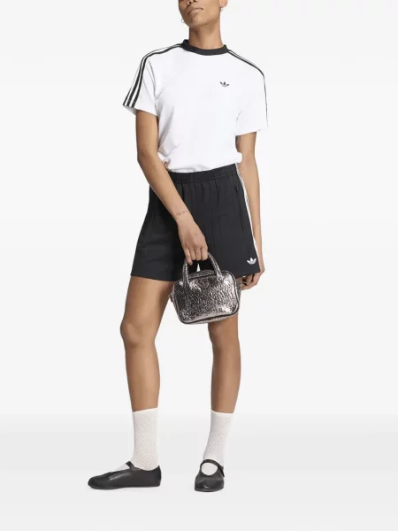 Decupat pantaloni scurți Adidas cu dungi cu autograf albastru