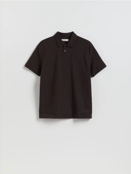 Reserved Tricou polo comfort fit din structurat maro-închis maro