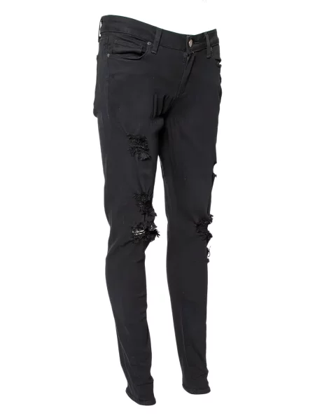 Слаб дънки skinny fit Paige с протрити краища черно