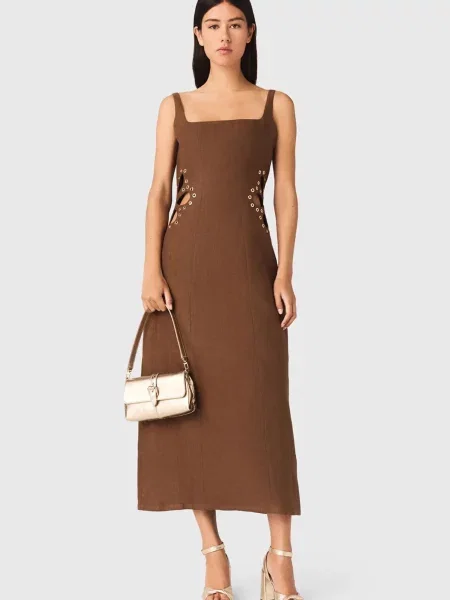 Лляна сукня Maje коричнева