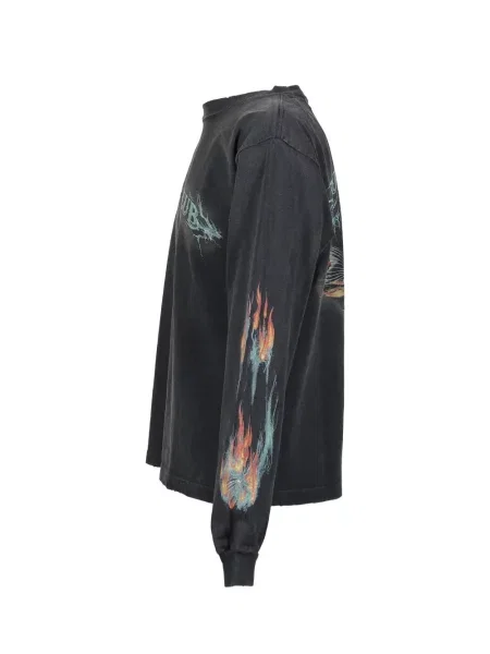 Lung tricou Jun/nakayama cu imagine negru