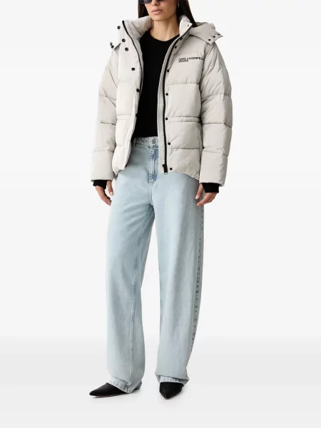 Kurtka jeansowa Karl Lagerfeld Jeans z kapturem szara