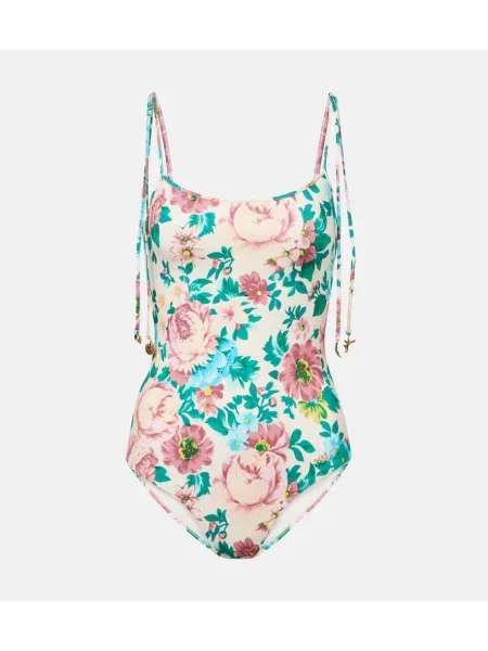 Costum de baie Chloé cu model floral albastru