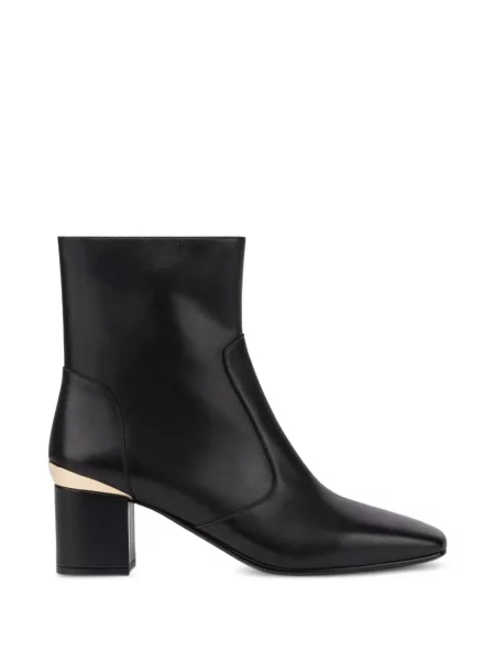 Cizme scurte Love Moschino din piele cu autograf negru