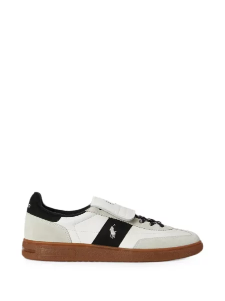 Sneakerși Polo Ralph Lauren cu broderie din piele alb