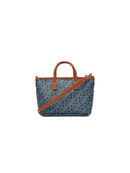 Pruhovaná shopper kabelka Tommy Hilfiger modrá