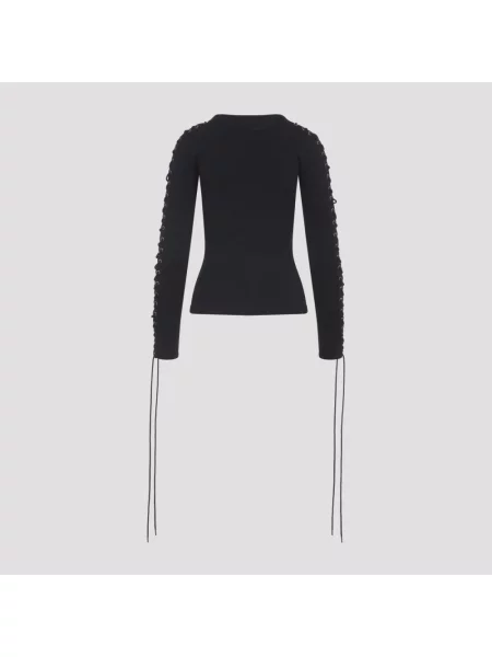 Lniany top Balenciaga czarny