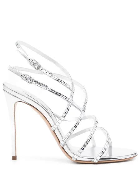 Pantofi cu toc Casadei de cristal argintiu