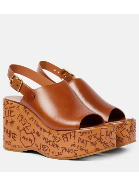 Sandale Chloé din piele maro