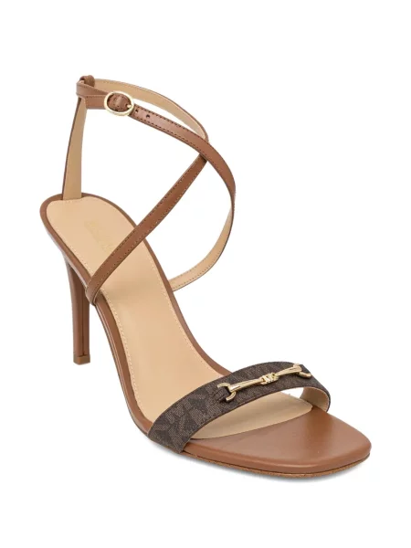 Кожено портмоне Michael Michael Kors с връзки с принт кафяво