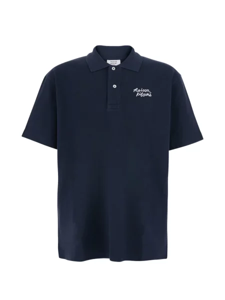 Tricou polo Maison Kitsune cu broderie albastru