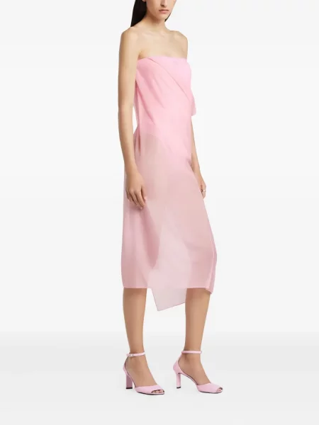 Rochie Courreges din jerseu drapată de costum roz