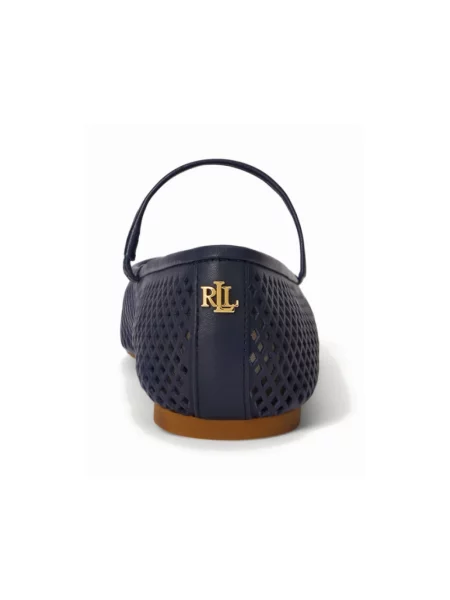 Balerinki Ralph Lauren skórzane niebieskie