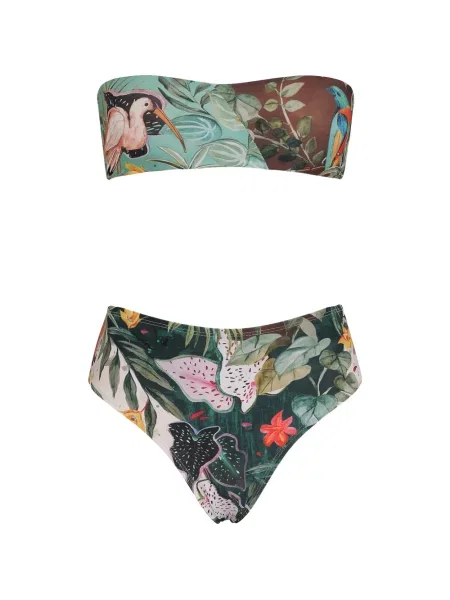 Bikini Amir Slama cu model floral cu imagine verde