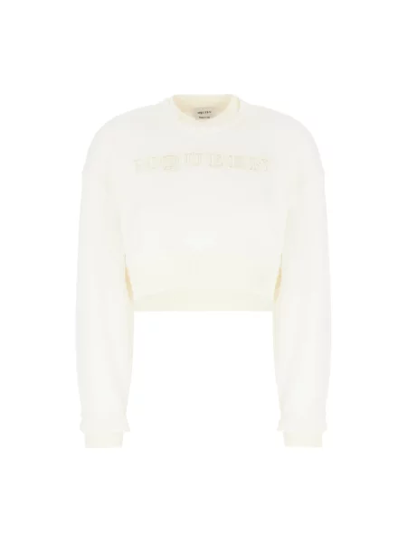 Bluza Alexander Mcqueen z logo o skróconej długości beżowa