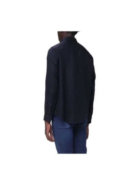 Lniana koszula Armani Exchange niebieska
