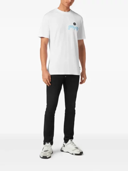 Tricou Philipp Plein cu dungi alb