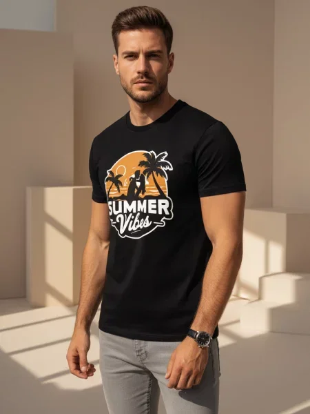 T-shirt z nadrukiem Summer Vibes Dstreet czarny