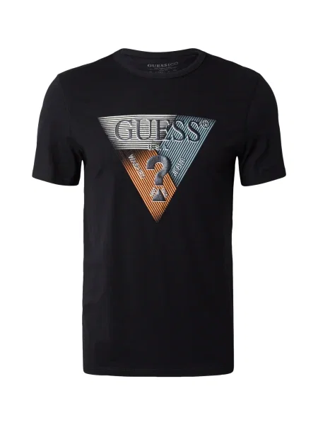 GUESS Tricou turcoaz / portocaliu închis / negru / murdar alb