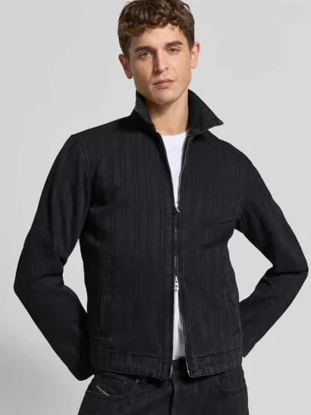Kurtka jeansowa o kroju slim fit z mieszanki bawełny Diesel czarna