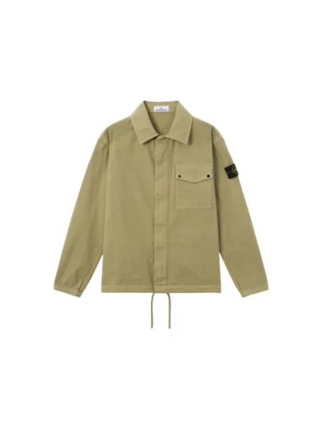 Lekka kurtka koszulowa Stone Island z kamieniami zielona