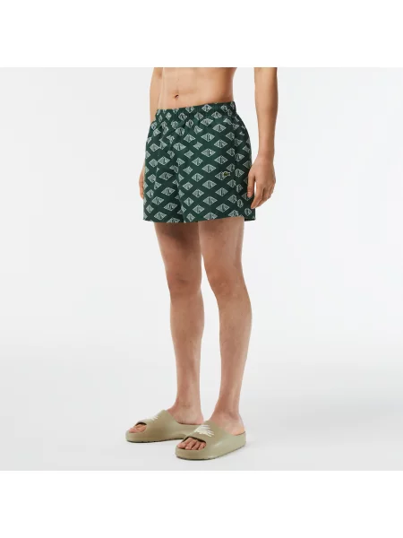 Lacoste Dwukolorowe Kąpielówki Z Monogramem zielone