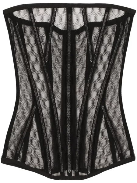 Tylový korzetový top Dolce & Gabbana černý