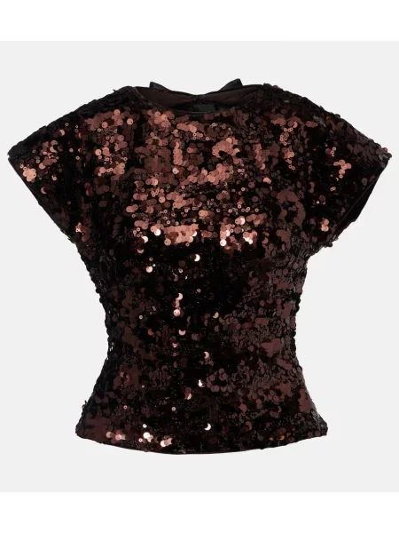 Top Ganni cu funde maro