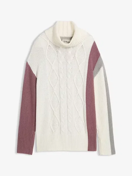 Sweter z golfem biały