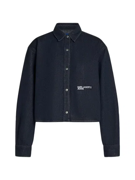 Cămașă de blugi Karl Lagerfeld Jeans cu autograf albastru