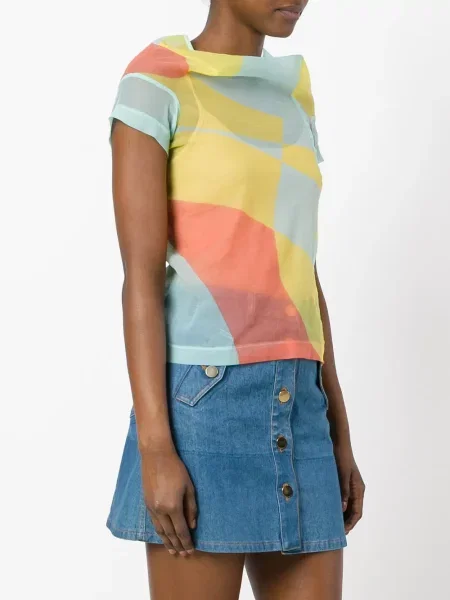 Průsvitný top Comme Des Garçons Pre-owned s potiskem modrý