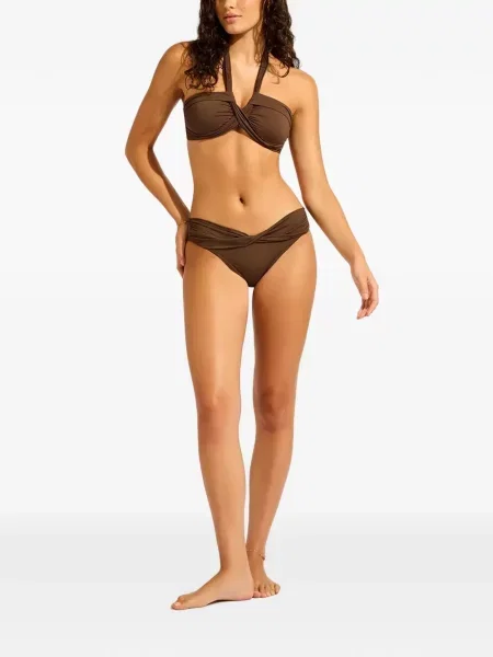Top Seafolly cu gât halter maro