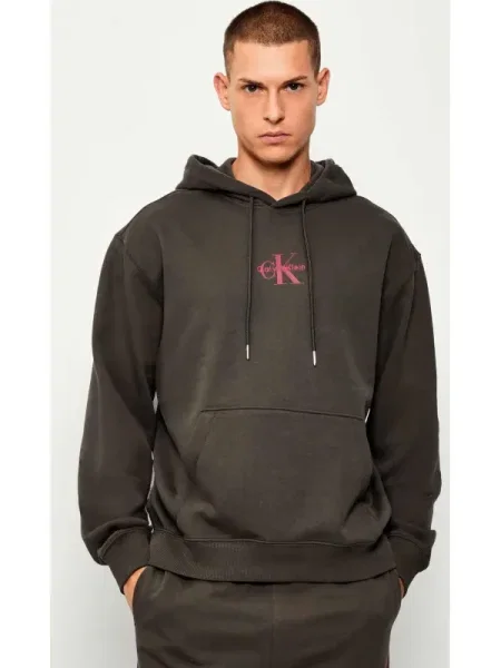 Geacă de blugi Calvin Klein Jeans din material terry roșu