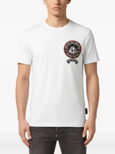 Tricou Philipp Plein din jerseu alb