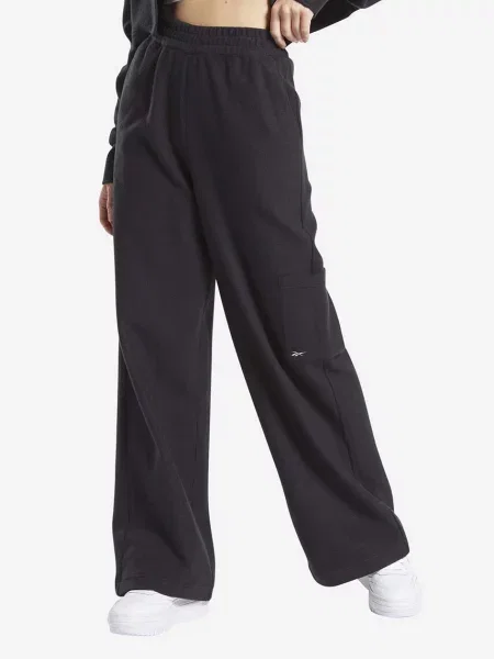 Široke noge hlače Reebok črna
