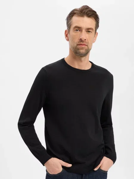 JOOP! Sweter z cienkiej dzianiny Denny Mężczyźni wełna ze strzyży jednolity S czarny