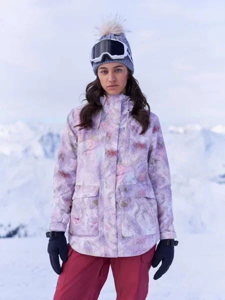 Tignes kurtka narciarska ze wzorem Pink różowa