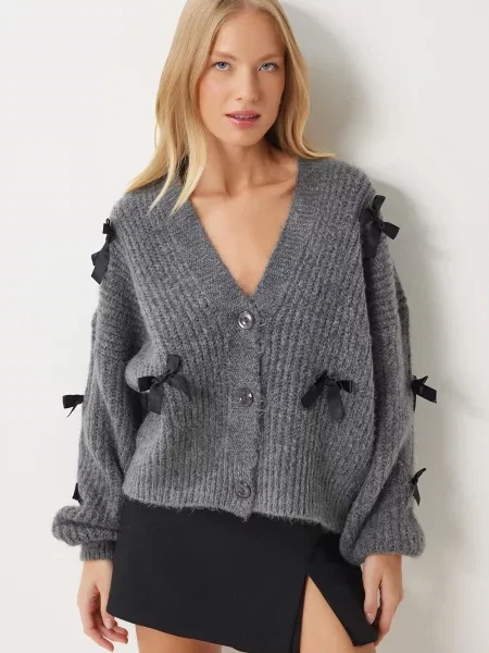 Happiness İstanbul Geacă tricotată amestecat gri