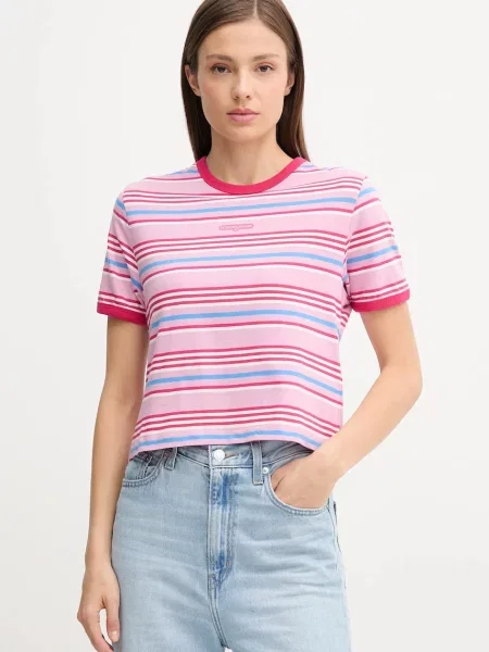 Тениска Tommy Jeans дамска розово