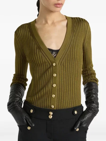Cardigan Balmain tricotate verde