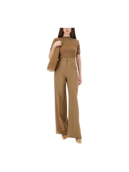 Dzianinowy sweter Max Mara elegancki brązowy