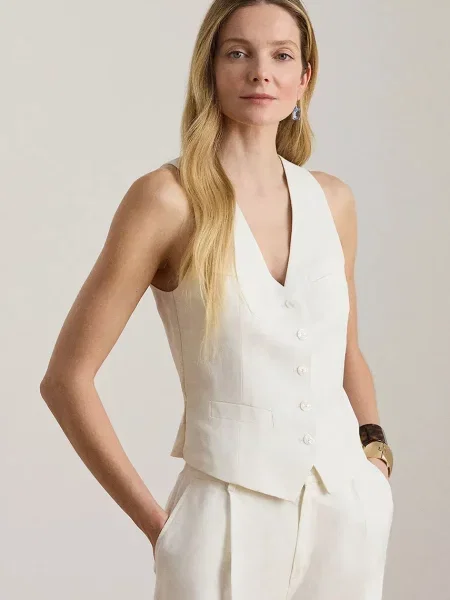 Lauren Ralph Lauren vestă pentru femei cu vâscoză alb