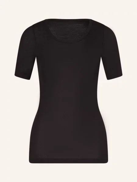 Mey Pyžamové Tričko Série Wool Love Z Merino Vlny S Hedvábím černá