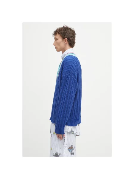 Sky High Farm sweter Cableknit v-neck niebieski