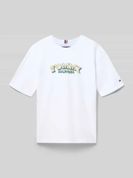 T-shirt o kroju regular fit z czystej bawełny Tommy Hilfiger Teens biała