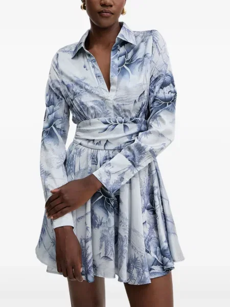 Sukienka mini Guess w kwiatki z nadrukiem niebieska