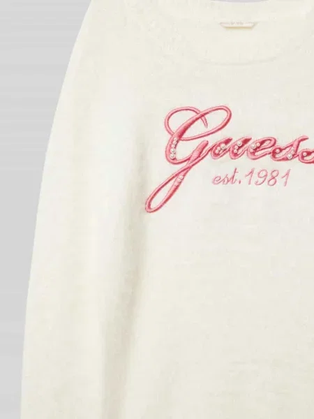 Sweter z dzianiny z wyhaftowanym logo Guess