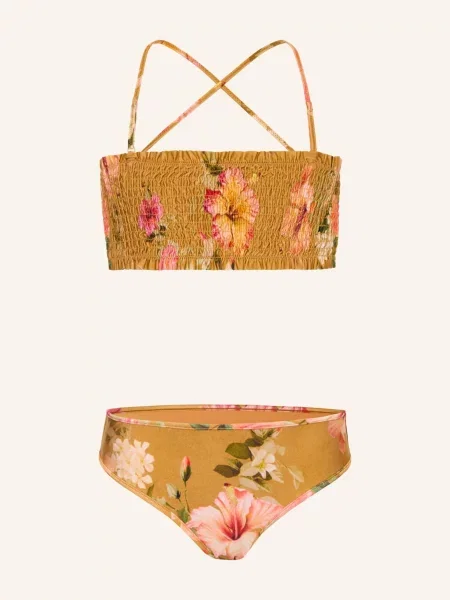 Zimmermann Bustierové Bikiny koňaková khaki růžová